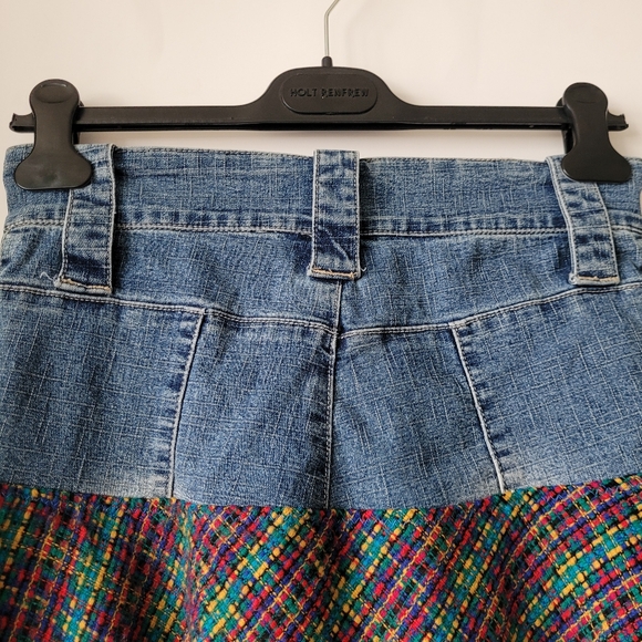 Y2K Mall Goth Punk Grunge Denim And Plaid Tweed Corset Waist Miniskirt Medium - Picture 7 of 12